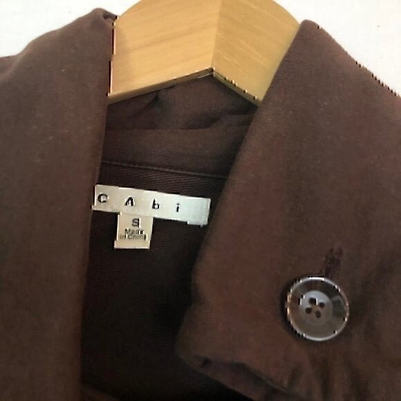 CABI 711 Pine Coat Military Jersey Button Jacket Cotton Brown Double Breasted S - Picture 5 of 6